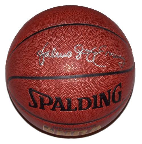 dr j autographed basketball